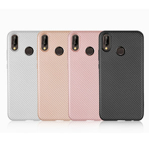 Carbon Fiber Shockproof Soft TPU Back Protective Case For Huawei P20 Lite