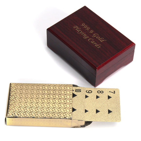 Gold Plated Poker Playing Cards With Wooden Box For Party Casino Christmas