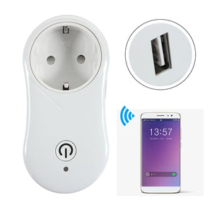 AC 100-240V Smart WiFi Socket APP Remote Control EU Plug Timer Switch with USB Charger