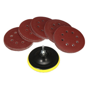 50pcs 125mm Sanding Disc Sandpaper with Backing Pads Grinder Sanders Drill Adaptor Polishing Pad