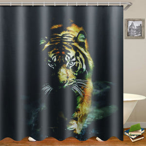 72X 72" Wildlife Animal Nature Decor Tiger Bathroom Decor Shower Curtain with Plastic Shower Hooks"
