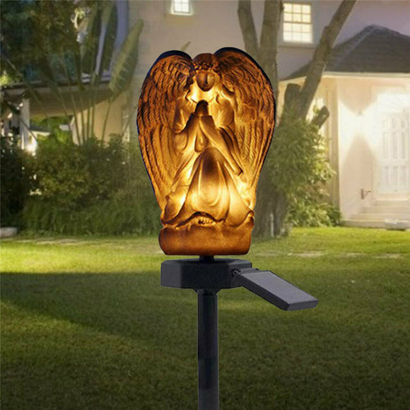 Solar LED Ground Buried Light Angel Ornament Garden Lawn Resin Lamp Waterproof