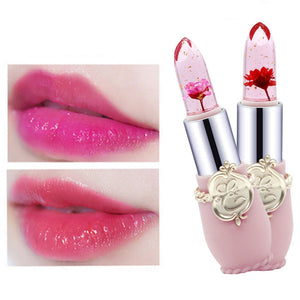 Temperature Change Color Flower Jelly Lipstick Waterproof Transparent Lips Balm Long Lasting