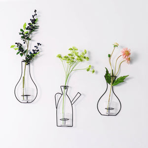 Nordic Metal Vase Glass Hydroponic Plant Container Ornaments Home Decor Accessories