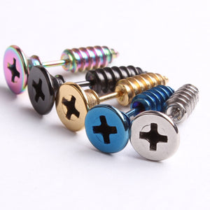 1pc Cool Stainless Steel Cap Screw Ear Stud Fashion Earrings Gift for Women Men