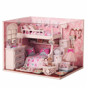 Cuteroom DIY Wood Dollhouse Kit Miniature With Furniture Doll House Room Angel Dream