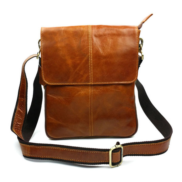 Men Business Casual Genuine Real Leather Retro Shoulder Crossbody Bag