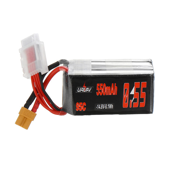 URUAV 14.8V 550mAh 95C 4S Lipo Battery XT30 Plug for RC Racing Drone