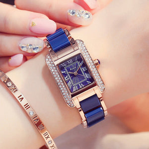 KIMIO KW6036S Luxury Ladies Quartz Watch Fashion Rhinestones Rectangle Dial Women Dress Watch