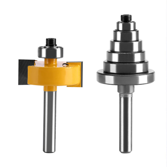 Drillpro 1/8 1/4 5/16 3/8 7/16 1/2 Inch Depth Rabbeting Bit with Interchangeable Bearing Router Bit