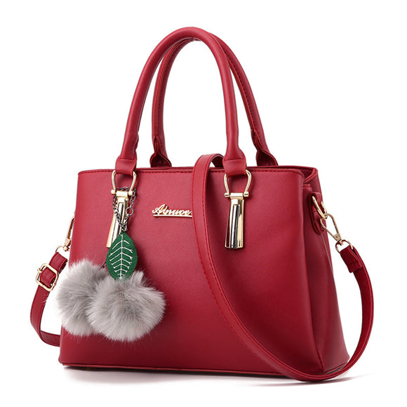 Women Elegant PU Cute Plush Ball Handbag Clutches Bag Crossbody Bag