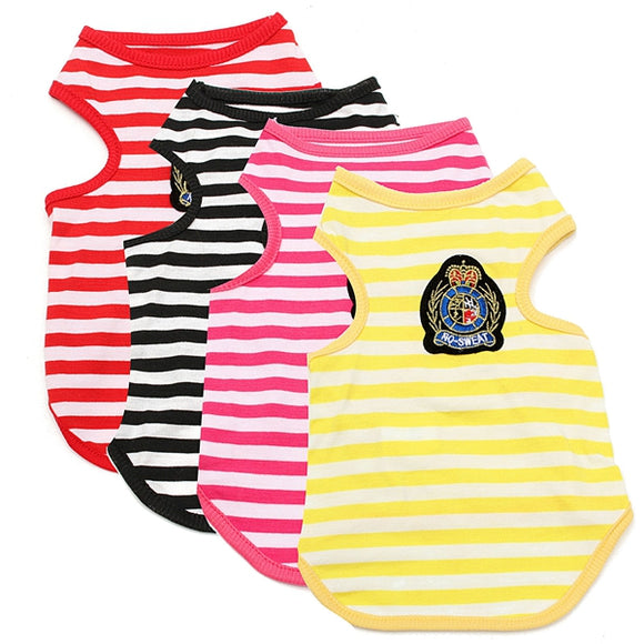 Cotton Striped Small Pet Puppy Dog T Shirt Vest Clothes Summer Apparel Costume