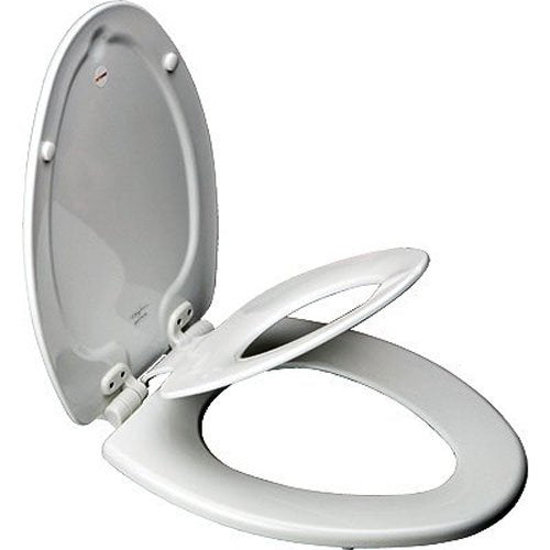 Bathroom Adult Toilet Seat with Built-in Child Potty Training Seat Elongated White Toilet Seat