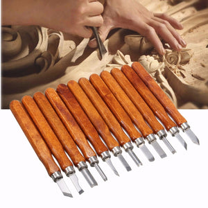 12Pcs Wood Carving Wood Working Hand Chisel Set Professional Lathe Gouges Tool