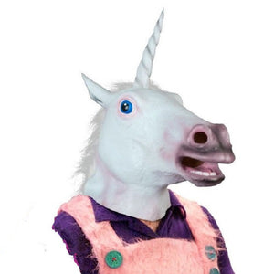 Magical Costume Party Halloween Adult Unicorn Latex Head Mask