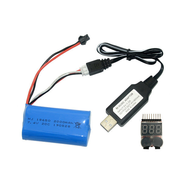 Fayee FY004A Upgraded 7.4v 2000mAh 20C 2S Lipo Battery +USB Cable +Low Electric Alarm