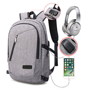 Men Women Polyester USB Charging Port Headphone Backpack Leisure Outdoor Travel Bag Weekender Bag