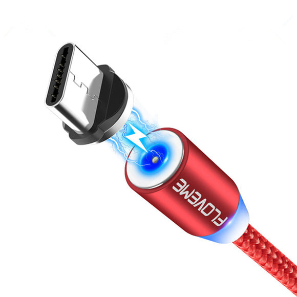 FLOVEME Type C LED Magnetic Braided Fast Charging Data Cable 2m For Oneplus 6t Xiaomi Mi 8 S9