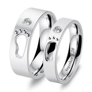 Couple Stainless Steel Rings Hollow Footprints Engrave Name Promise Bands Jewelry