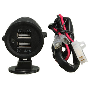 12V Dual USB Charger Socket For Motorcycle Car ATV Boat