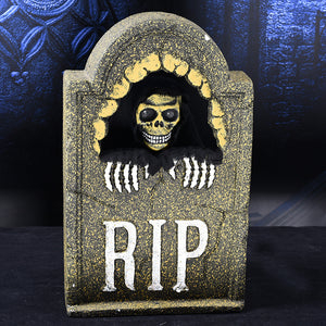 Halloween Voice and Touch Control Horror Simulation Electric Skull Tombstone Props for Bars Haunted