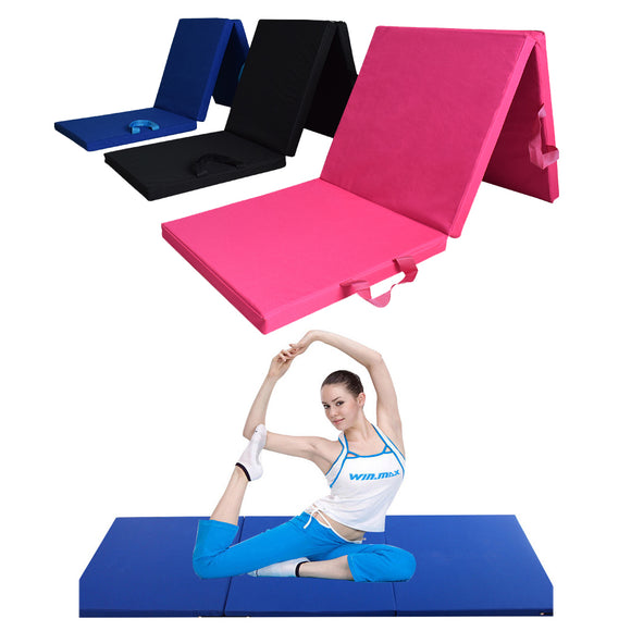 70x23x1.9inch 3 Folding Panel Gym Mat Sports Fitness Yoga Exercise Floor Pad 600D Oxford PU Leather