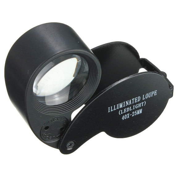 Eye Watch Magnifier Glass LED Light Jewelry Lens Loupe 40 X 25MM