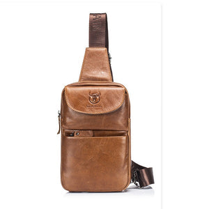 Bullcaptain Genuine Leather Chest Bag First Layer Leather Adjustable Shoulder Bag Crossbody Bag