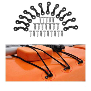 30Pcs Kayak Nylon Pad Eyes 60Pcs Stainless Screw with Lock Nuts Bungee Material C Type Buckle Kit