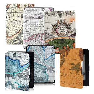 Retro World Map Pattens PU Leather Case Cover Skin For Amazon Kindle Paperwhite