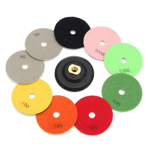 10pcs 4 Inch 50-3000 Grit Wet Dry Diamond Polishing Pads Set Diamond Polishing Tool