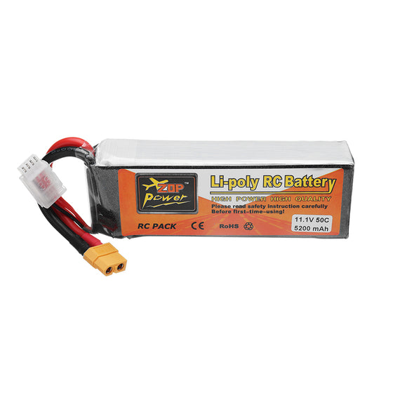 ZOP POWER 11.1V 5200mAh 50C 3S Lipo Battery With XT60 Plug For RC Quadcopter