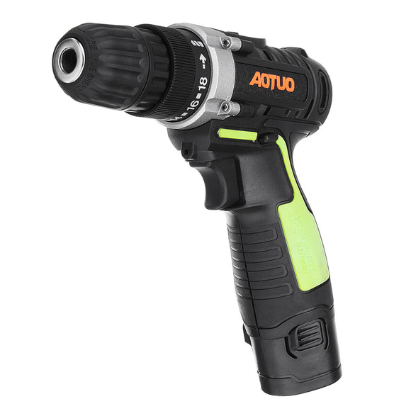 AOTUO 12V Li-Ion Cordless Power Drills Driver Rechargeable Screwdriver 2 Speed LED light