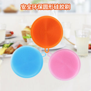 Silicone Dishwashing Brush Round Multi-function Cleaning Brush Fruit And Vegetable Cleaning Tools Daily Bottle Cleaning Brush Creative