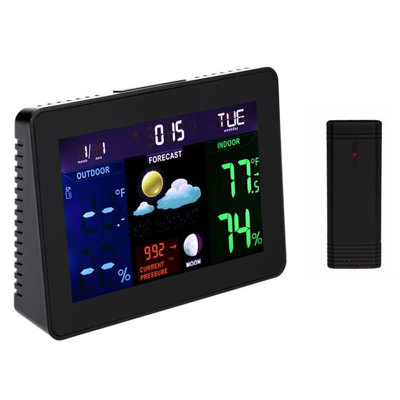 TS-70 LCD Digital Weather Station Professional Black Thermometer Hygrometer Wireless Alarm Clock wit
