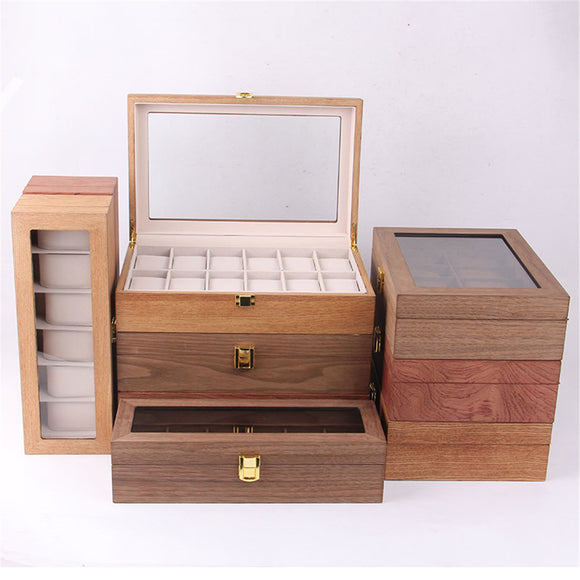 6/10/12 Slots Solid Wooden Watch Box Display Organizer Jewelry Storage Case