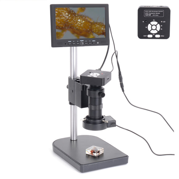 HAYEAR 16MP 1080P USB Digital Industry Video Soldering Microscope Camera 7 Inch LCD Screen 100X C-MOUNT Lens Zoom 40 LED Light