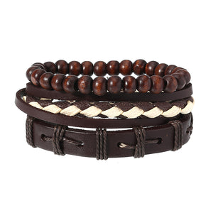 Fashion Multilayer Beaded Chain Punk Woven Bracelet for Men Women Jewelry Gift