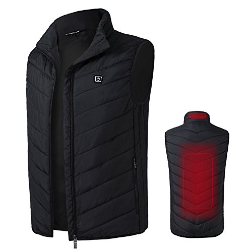 Outdoor Mens Winter Black Heated Vest Windbreaker Sleeveless Jacket Water Resistant