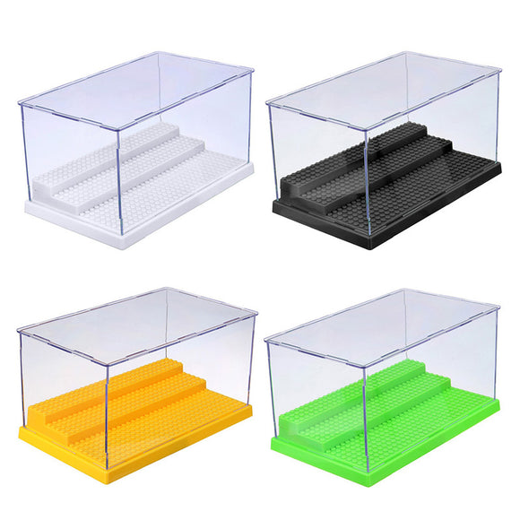 Display Case/Box Dustproof ShowCase Gray Base For Blocks Acrylic Plastic Display Box Case Model Toy