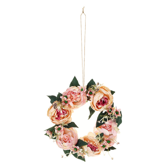 25cm Simulated Peony Handmade Ring Rose Wall Decorations Hanging Home Restaurant Wedding Festival Arrangements