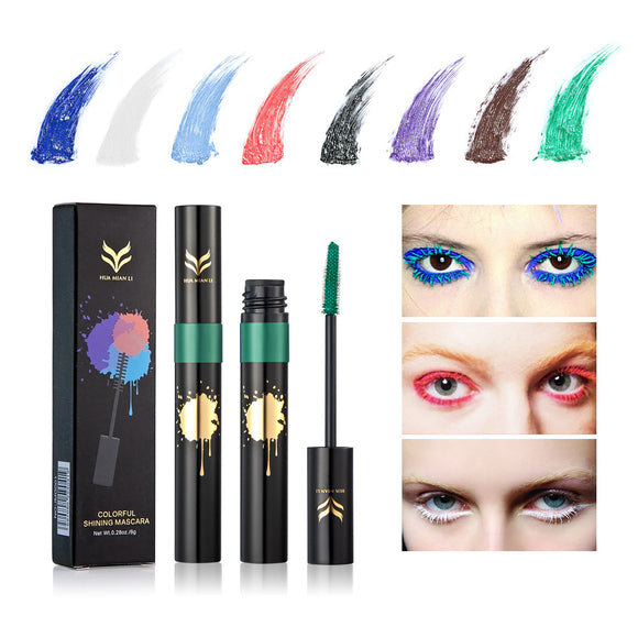 HUAMIANLI Black White Blue Mascara Halloween Makeup Lashes Quick Dry Colorful Waterproof Cosplay