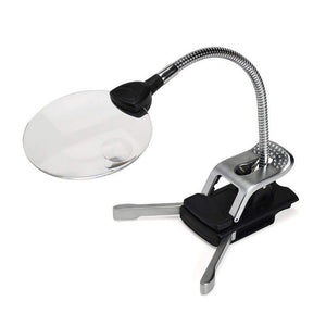 2.5X 8X Desk Reading Lamp Clamp Folding LED Lighted Magnifier Loupe Desktop Magnifying Glass With Wireless Magnifier