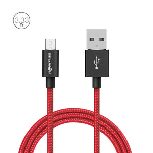 BlitzWolf BW-MC1 2.4A Micro USB Braided Charging Data Cable 3.33ft/1m With Magic Tape Strap