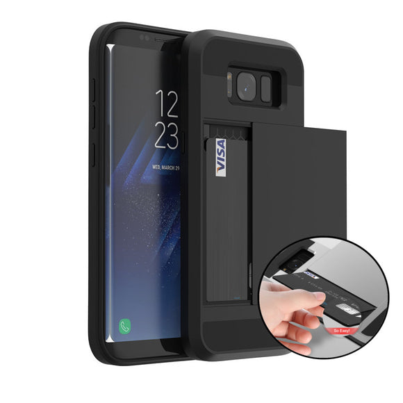 Bakeey Glide Armor Credit Card Slot Holder Hybrid PC+TPU Shockproof Case for Samsung Galaxy S8