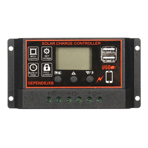 12v/24V Auto Solar Controller 10A-60A LCD Solar Charge Controller PWM Solar Panel Controller Solar Panel Battery Regulator With Dual USB Port