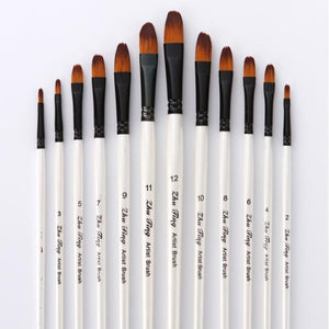 Zhuting 12 Pcs 0013FR 0013A Front / Oblique Nylon Writing Brush Set