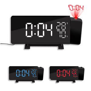 TS-5210 Thermometer Hygrometer Digital Clock 3 Color Projection LED Switch Display Time Clock Temper