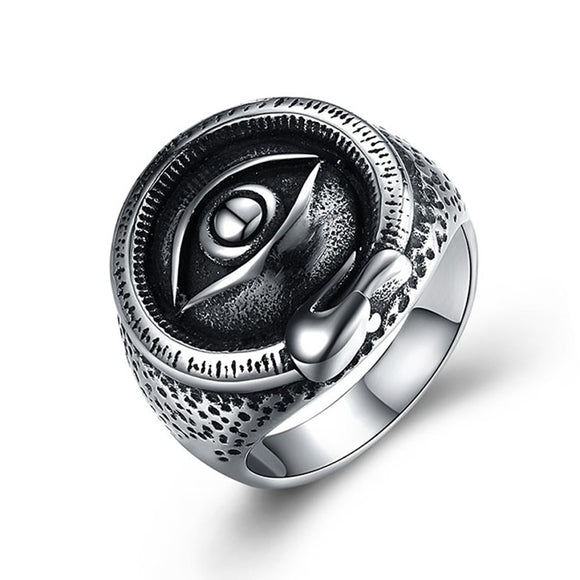 Punk Titanium Steel Ring Eye Shape Retro Ring Jewelry Gift for Men