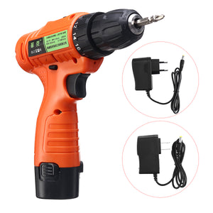 12V Dual Speed Rechargable Electric Drill Driver Mini Multifunction Household Li-ion Battery Power Screwdriver Tool